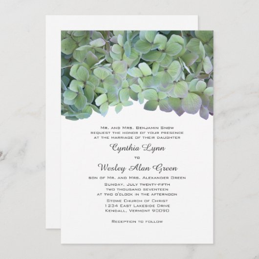 Laurel Green Hydrangea Hochzeit traditionelle Einl Einladung (Vorne/Hinten)