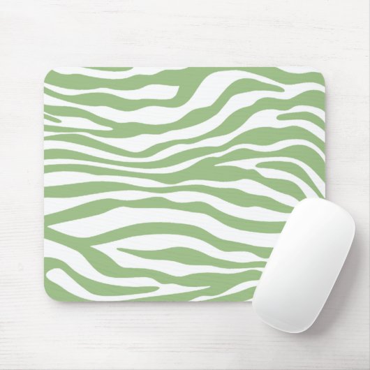 Laurel Green Zebra Stripes Animal Print Mousepad (Mit Mouse)