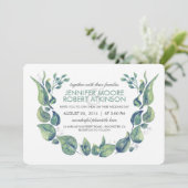 Laurel Greenery Wreath Watercolor Wedding Einladung (Stehend Vorderseite)