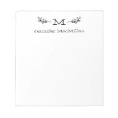 Laurel Initial Monogram Personalisiert White Notizblock (Vorderseite)