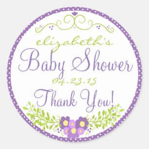 Laurel-Lavender Baby Shower Runder Aufkleber