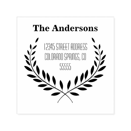 Laurel Leaf-Adresse - Selbstbewusste Briefmarke Permastempel (Design)