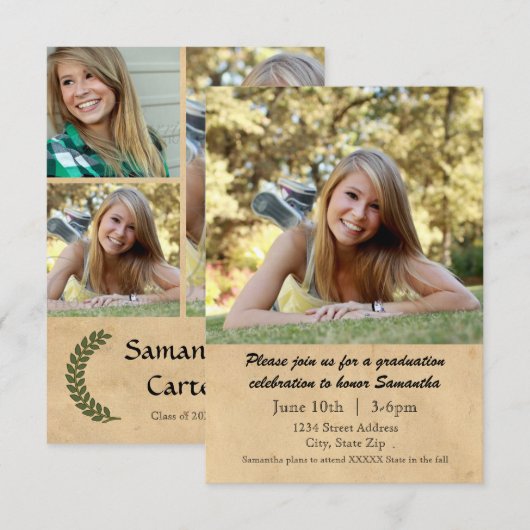 Laurel Leaf - Ankündigung von 3x5 Abschluss (Vorne/Hinten)