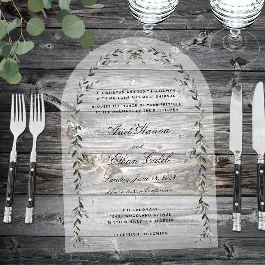 Laurel Leaf Archway Elegant Wedding Acryleinladungen