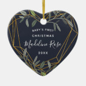 Laurel Leaf Baby's First Christmas Foto Keramik Ornament (Vorne)