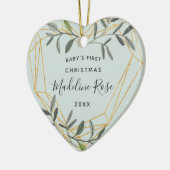 Laurel Leaf Baby's First Christmas Foto Keramik Ornament (Links)