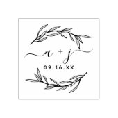 Laurel Leaf Couples Monogram Save the Date Gummistempel (Prägung)