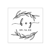 Laurel Leaf Couples Monogram Save the Date Gummistempel (Prägung)