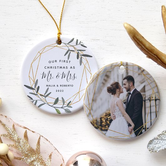 Laurel Leaf Erste Verheiratete Weihnachten Keramik Ornament