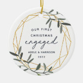Laurel Leaf Erste Verlobte Weihnachten Keramik Ornament (Vorne)