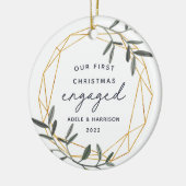 Laurel Leaf Erste Verlobte Weihnachten Keramik Ornament (Links)