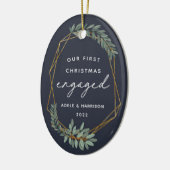 Laurel Leaf Erstes Verlobtes Foto Keramik Ornament (Links)