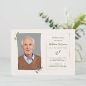Laurel Leaf Frame Celebration of Life Card Einladung (Stehend Vorderseite)