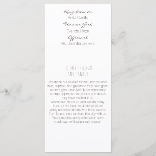 Laurel Leaf Gold Wedding Program Programm (Rückseite)