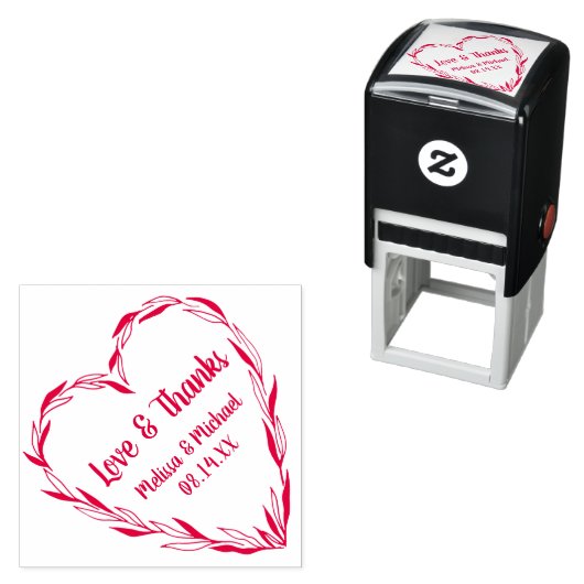 Laurel Leaf Heart Wreath | Hochzeit Danke Permastempel (Beispiel)