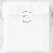 Laurel Leaf Initials & Date Wedding Stickers (Tasche)