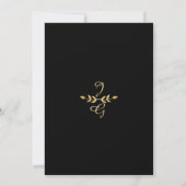 Laurel Leaf Moderne Typografie Black Gold Wedding Einladung (Rückseite)