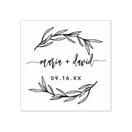 Laurel Leaf Paare Save the Date Gummistempel