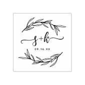 Laurel Leaf Script Couples Monogram Save the Date Gummistempel (Prägung)