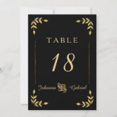 Laurel Leaf Typografie Black Gold Tischnummern (Vorderseite)