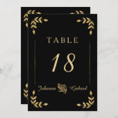 Laurel Leaf Typografie Black Gold Tischnummern (Vorne/Hinten)