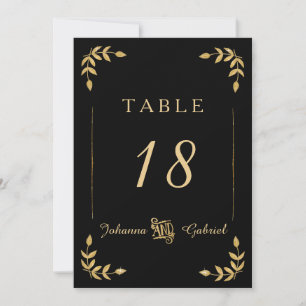 Laurel Leaf Typografie Black Gold Tischnummern