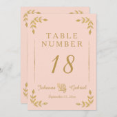 Laurel Leaf Typografie Blush Gold Tischnummern (Vorne/Hinten)