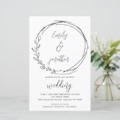 Laurel Leaf Wreath QR Code Script Wedite Einladung (Stehend Vorderseite)