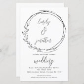 Laurel Leaf Wreath QR Code Script Wedite Einladung (Vorne/Hinten)