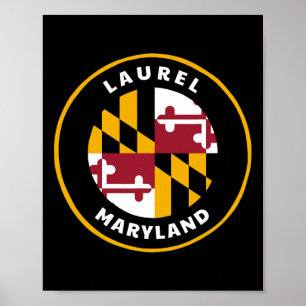 Laurel Maryland Md Flagge Dge Rund Souvenir Poster