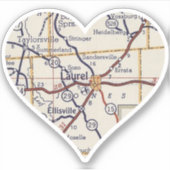 Laurel Mississippi Vintage Map Aufkleber (Vorderseite)