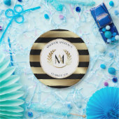 Laurel Mit Monogramm Black and Gold Graduation Par Pappteller (Party)