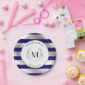Laurel Mit Monogramm Silver und Blue Grad Party Pappteller (Party)
