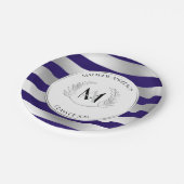 Laurel Mit Monogramm Silver und Blue Grad Party Pappteller (Schrägansicht)