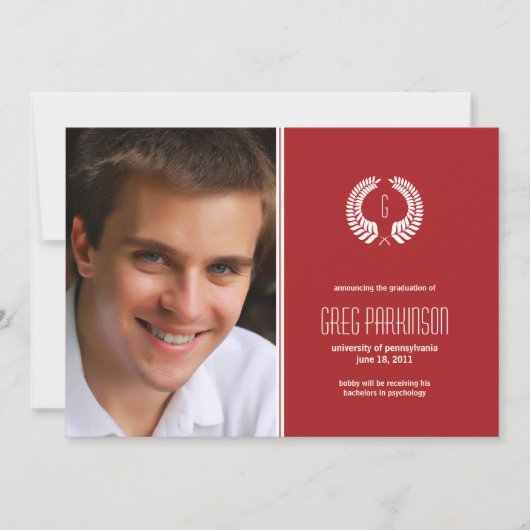 Laurel Monogram Abschluss Ankündigung (Vorderseite)