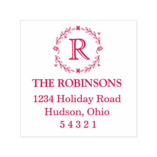 Laurel Monogram Address Briefmarke Permastempel (Design)