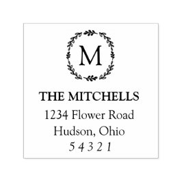 Laurel Monogram Address Briefmarke Permastempel