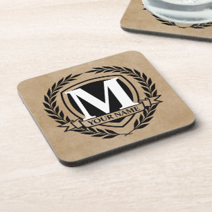 Laurel Monogram Design Beverage Coaster Getränkeuntersetzer
