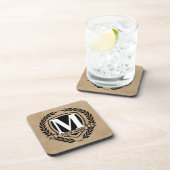 Laurel Monogram Design Beverage Coaster Getränkeuntersetzer (Rechte Seite)