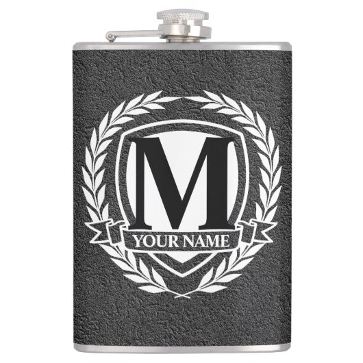 Laurel Monogram Design Flask Flachmann (Vorderseite)