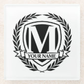 Laurel Monogram Design Glass Untersetzer (Vorderseite)