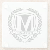 Laurel Monogram Design Glass Untersetzer (Rückseite)