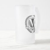 Laurel Monogram Design Mattiert Glass Beer Tasse (VorderseiteRechts)
