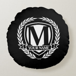 Laurel Monogram Design Rundkissen Rundes Kissen