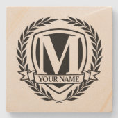 Laurel Monogram Design Stone Untersetzer (Vorderseite)