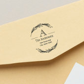 Laurel Monogram Familienname Rücksendeadresse Gummistempel