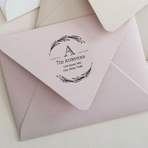 Laurel Monogram Familienname Rücksendeadresse