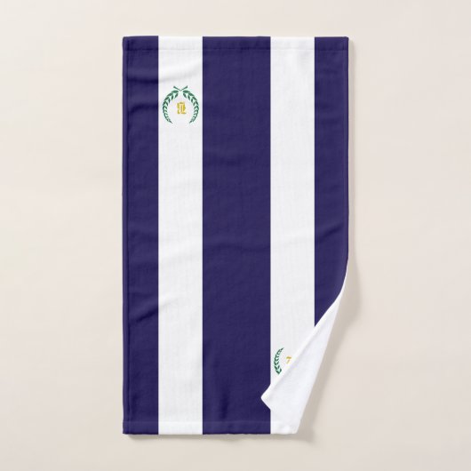 Laurel & Monogramm auf marineblau & weiß gestreift Badhandtuch Set (Handtuch)