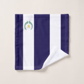 Laurel & Monogramm auf marineblau & weiß gestreift Badhandtuch Set (Waschlappen)