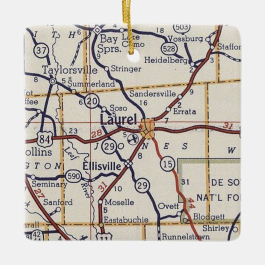 Laurel MS Vintag Map Keramikornament (Vorderseite)